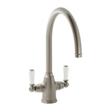 Bidbury & Co. Amesbury Kitchen Mixer Tap with White Tipped Lever Handles & Regal Aesthetic