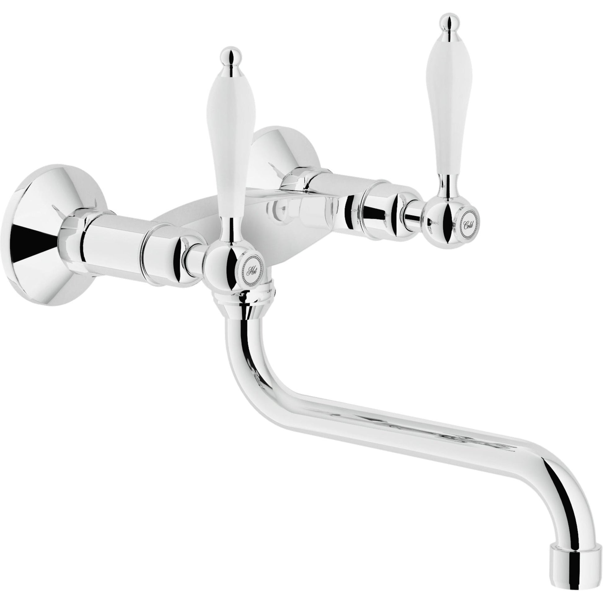 Nobili Antica Traditional Style Wall Mounted Dual Lever Kitchen Tap in Chrome-The Tap Collection