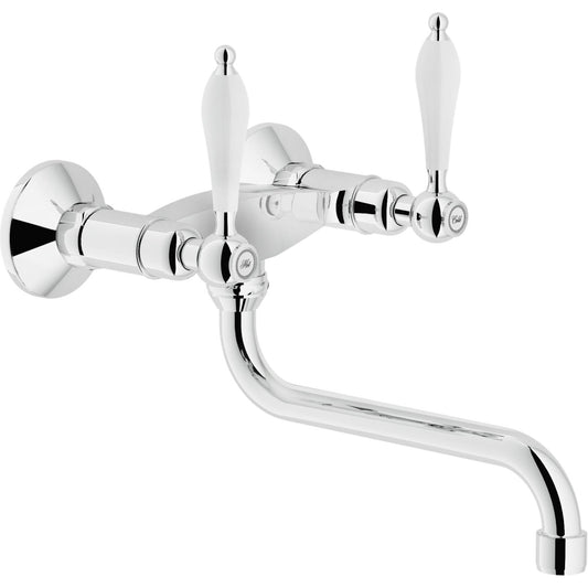 Nobili Antica Traditional Style Wall Mounted Dual Lever Kitchen Tap in Chrome-The Tap Collection