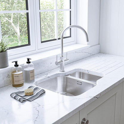 Nobili Aquerelli J Spout Kitchen Tap in Brushed Stainless Steel-The Tap Collection