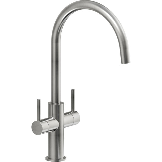 Nobili Aquerelli J Spout Kitchen Tap in Brushed Stainless Steel-The Tap Collection