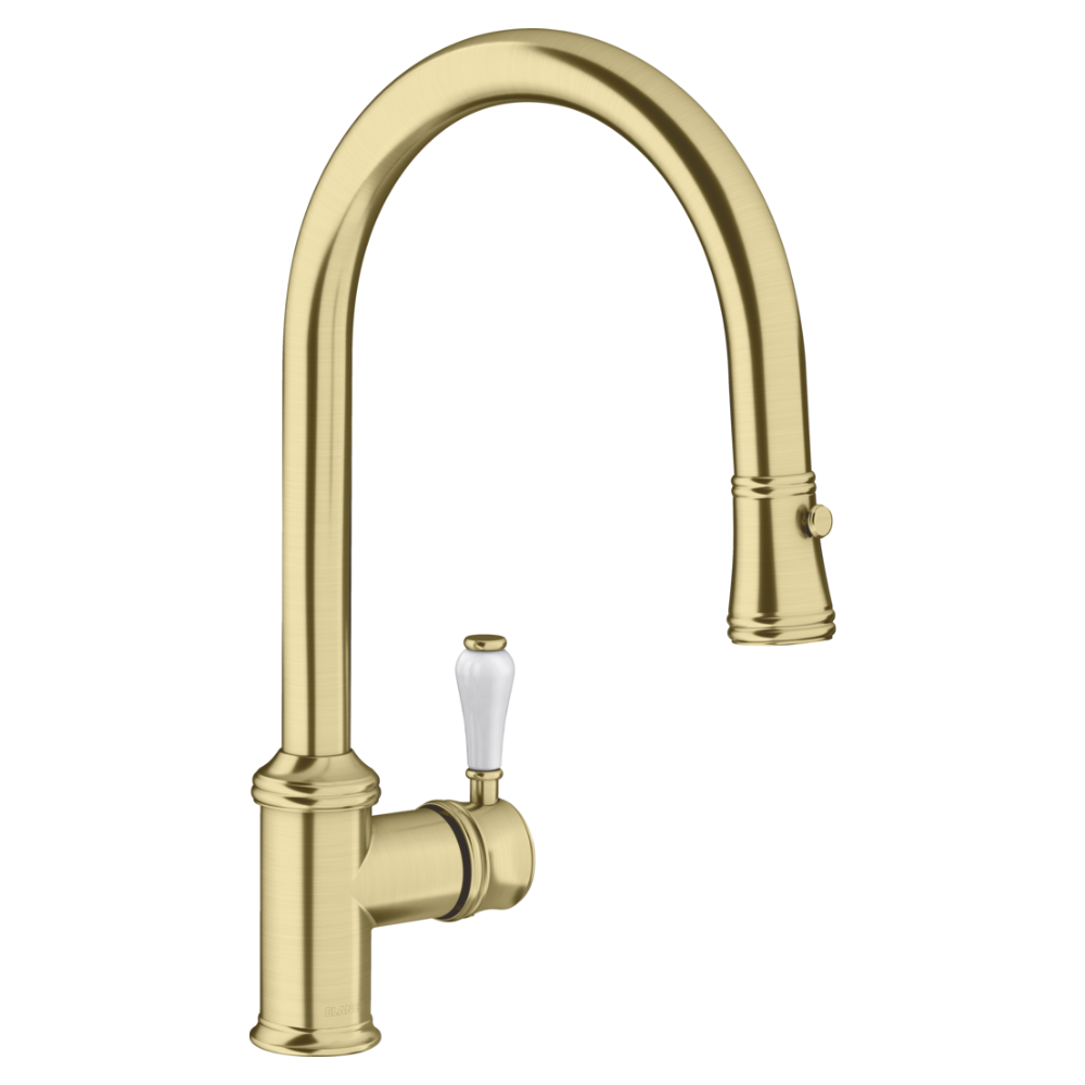 BLANCO Vicus-S Single Lever Kitchen Mixer Tap with Pull-Out Spray in Satin Gold