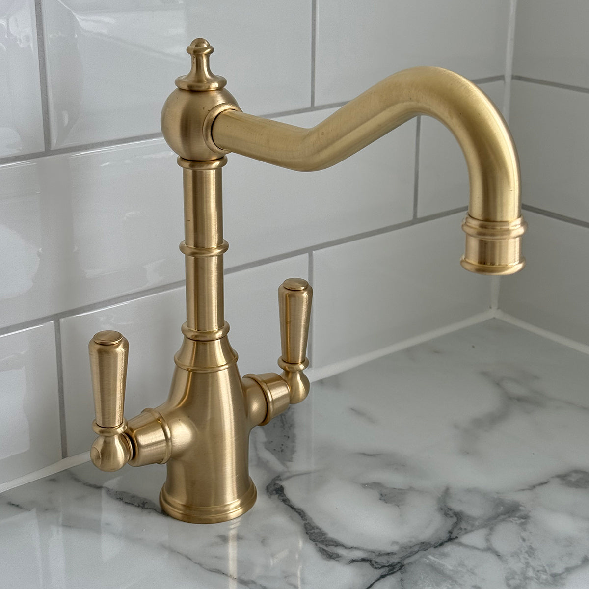 Bidbury & Co. Bickton Monobloc Kitchen Mixer Tap with Twin Lever Metal Handles
