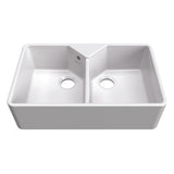 Bidbury & Co. Alderley Belfast Mount Double Bowl Kitchen Sink For 800mm Cabinet in Fire Clay Ceramic White