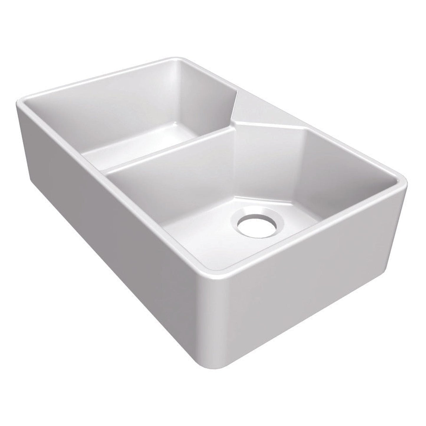 Bidbury & Co. Alderley Belfast Mount Double Bowl Kitchen Sink For 800mm Cabinet in Fire Clay Ceramic White 56563735 1