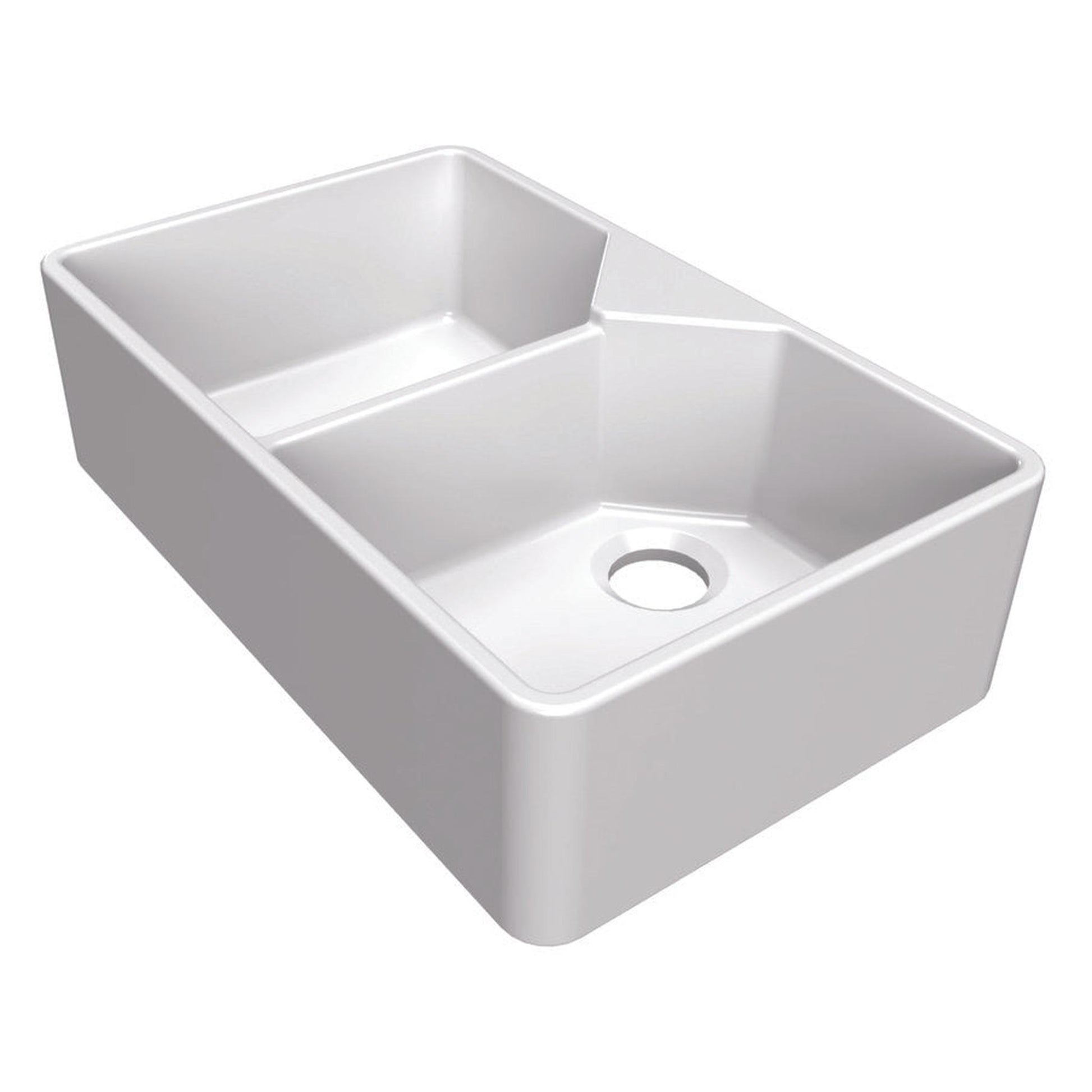 Bidbury & Co. Alderley Belfast Mount Double Bowl Kitchen Sink For 800mm Cabinet in Fire Clay Ceramic White 56563735 1