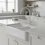 Bidbury & Co. Amesbury C-Spout Porcelain Handles Mixer Tap with Dual Lever in Chrome Life Style