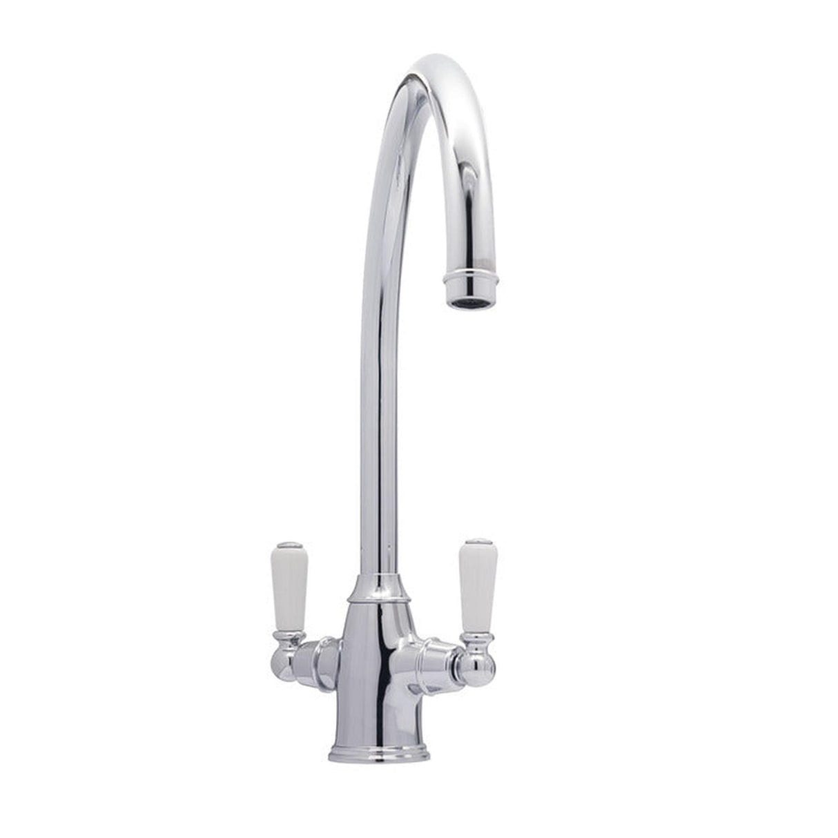 Bidbury & Co. Amesbury C-spout Porcelain Handles Mixer Tap With Dual Lever Polished Chrome 57865200
