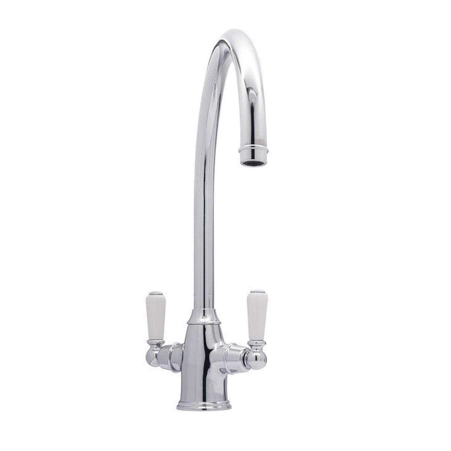 Bidbury & Co. Amesbury C-spout Porcelain Handles Mixer Tap With Dual Lever Polished Chrome 57865200
