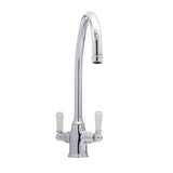 Bidbury & Co. Amesbury C-spout Porcelain Handles Mixer Tap With Dual Lever Polished Chrome 57865200
