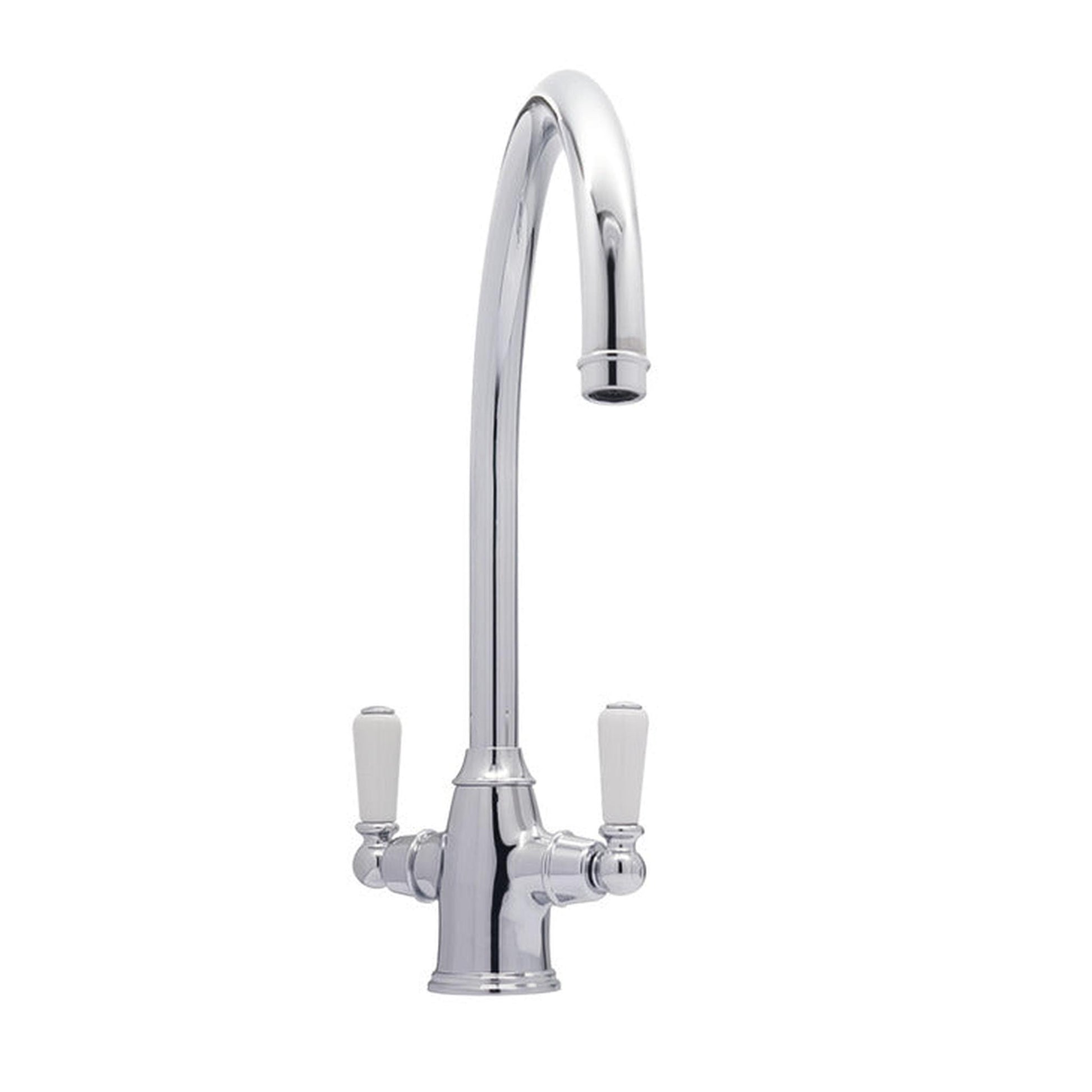 Bidbury & Co. Amesbury C-spout Porcelain Handles Mixer Tap With Dual Lever Polished Chrome 57865200
