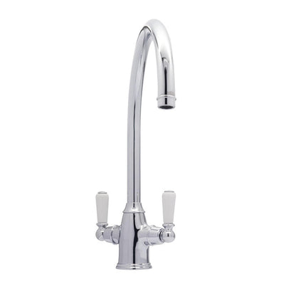 Bidbury & Co. Amesbury C-spout Porcelain Handles Mixer Tap With Dual Lever Polished Chrome 57865200

