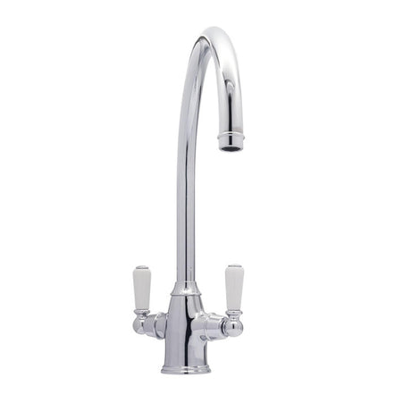 Bidbury & Co. Amesbury C-spout Porcelain Handles Mixer Tap With Dual Lever Polished Chrome 57865200
