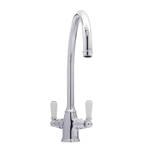Bidbury & Co. Amesbury C-spout Porcelain Handles Mixer Tap With Dual Lever Polished Chrome 57865200
