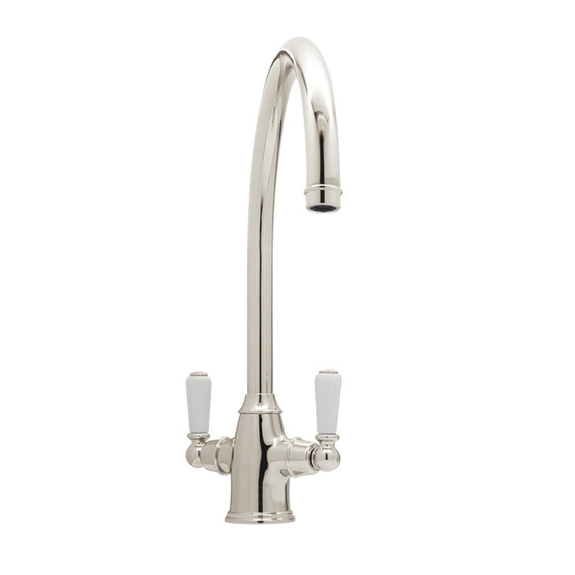 Bidbury & Co. Amesbury C-spout Porcelain Handles Mixer Tap With Dual Lever Polished Nickel 57865700