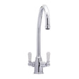Bidbury & Co. Amesbury C-Spout Porcelain Handles Mixer Tap with Dual Lever in Chrome