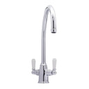 Bidbury & Co. Amesbury C-Spout Porcelain Handles Mixer Tap with Dual Lever in Chrome