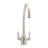 Bidbury & Co. Amesbury C-Spout Porcelain Handles Mixer Tap with Dual Lever in Polished Nickel