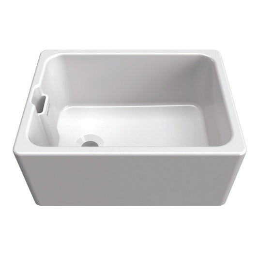 Bidbury & Co. Belfast Mount Single Bowl Kitchen Sink For 600mm Cabinet in Ceramic White 56563733