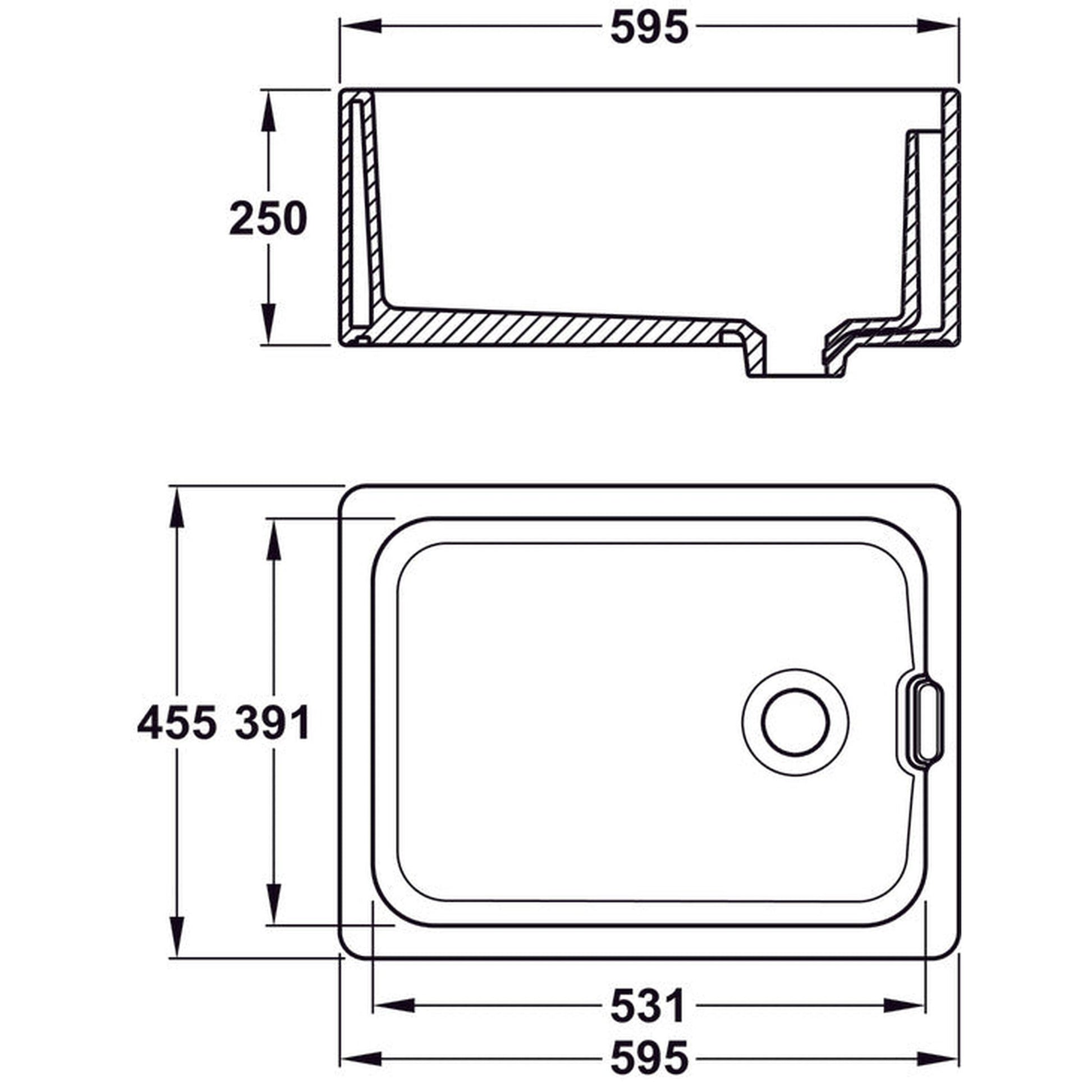 Bidbury & Co. Belfast Mount Single Bowl Kitchen Sink For 600mm Cabinet in Ceramic White 56563733 1 Dimension