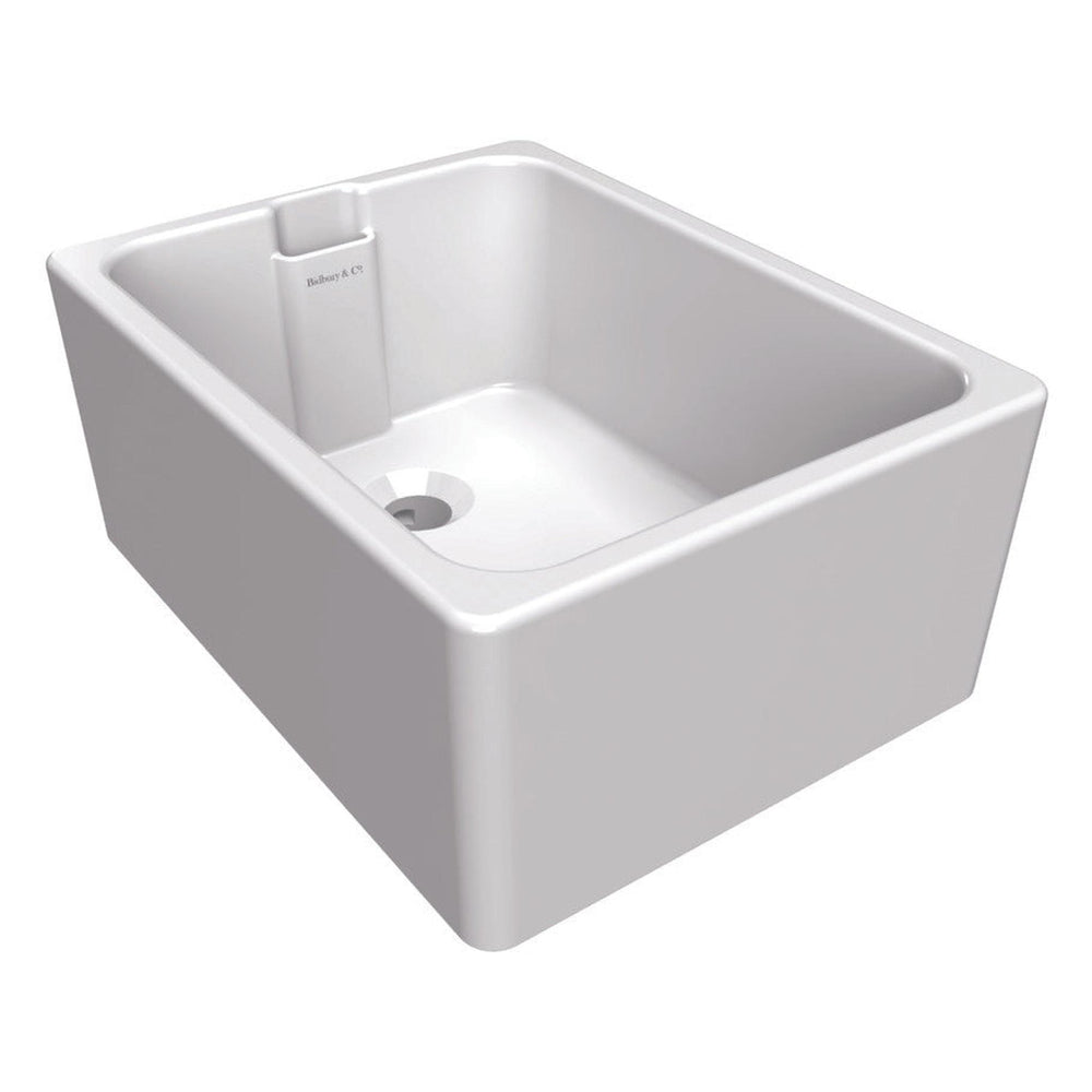 Bidbury & Co. Belfast Mount Single Bowl Kitchen Sink for 600mm Cabinet in Ceramic White Side View