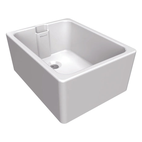 Bidbury & Co. Belfast Mount Single Bowl Kitchen Sink for 600mm Cabinet in Ceramic White Side View