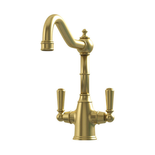 Bidbury & Co. Bickton Porcelain Handles With Dual Lever MixerTap Old English Brass 57866800