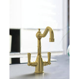 Bidbury & Co. Bickton Porcelain Handles With Dual Lever MixerTap Old English Brass 57866800 1