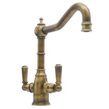 Bidbury & Co. Bickton Porcelain Handles With Dual Lever Mixer Tap Patinated Brass 57866600