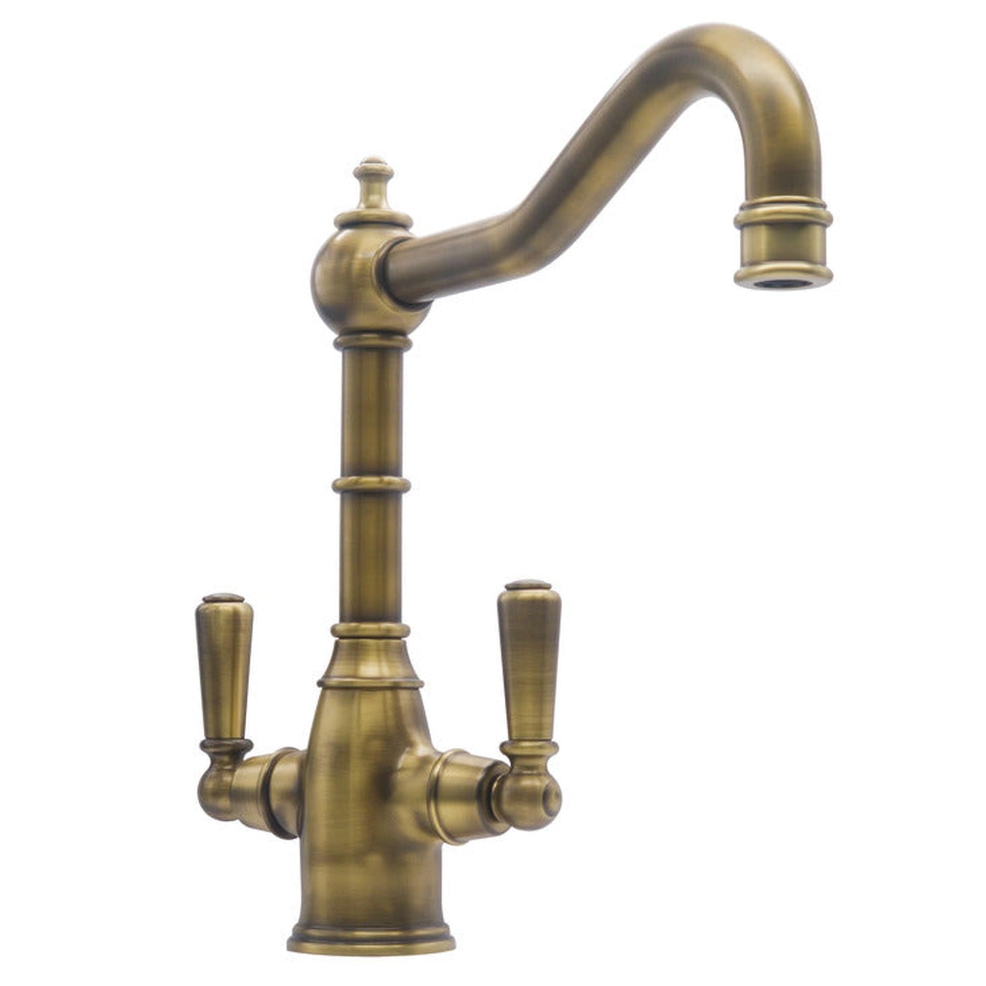 Bidbury & Co. Bickton Porcelain Handles With Dual Lever Mixer Tap Patinated Brass 57866600