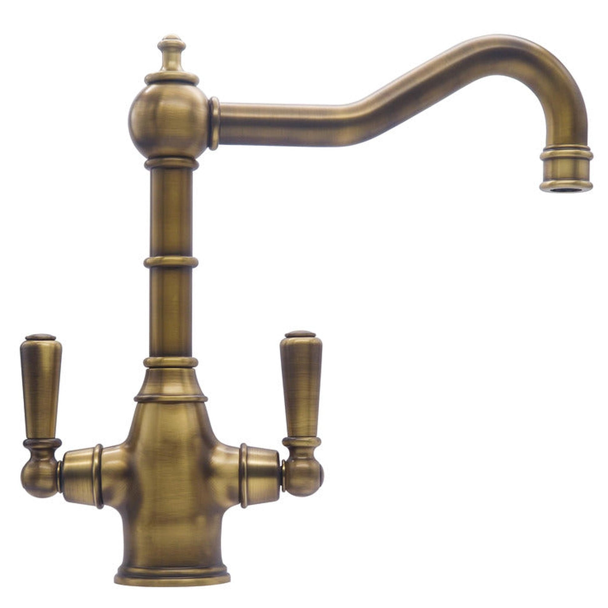 Bidbury & Co. Bickton Porcelain Handles With Dual Lever Mixer Tap Patinated Brass 57866600 1