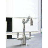 Bidbury & Co. Bickton Porcelain Handles With Dual Lever Mixer Tap Pewter 57866500 1