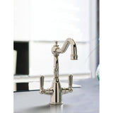 Bidbury & Co. Bickton Porcelain Handles With Dual Lever Mixer Tap Polished Nickel 57866700 1