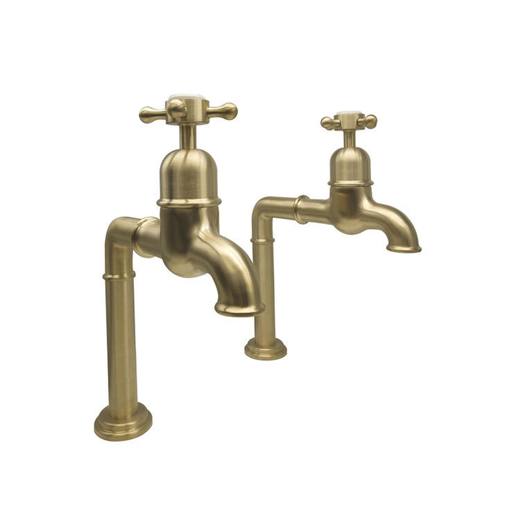 Bidbury & Co. Caswell Bibcock Taps With Crosshead Handles Old English Brass 57865830