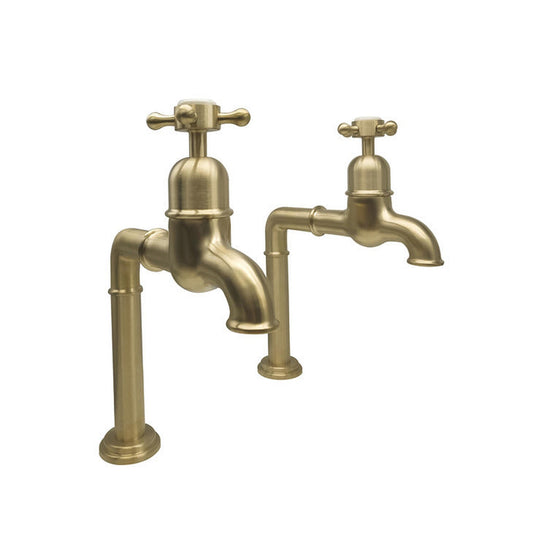 Bidbury & Co. Caswell Bibcock Taps With Crosshead Handles Old English Brass 57865830