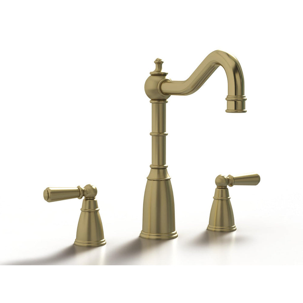 Bidbury & Co. Country Style Spout 3-Hole Mixer Tap With Metal Lever Handles Patinated Brass 57866650

