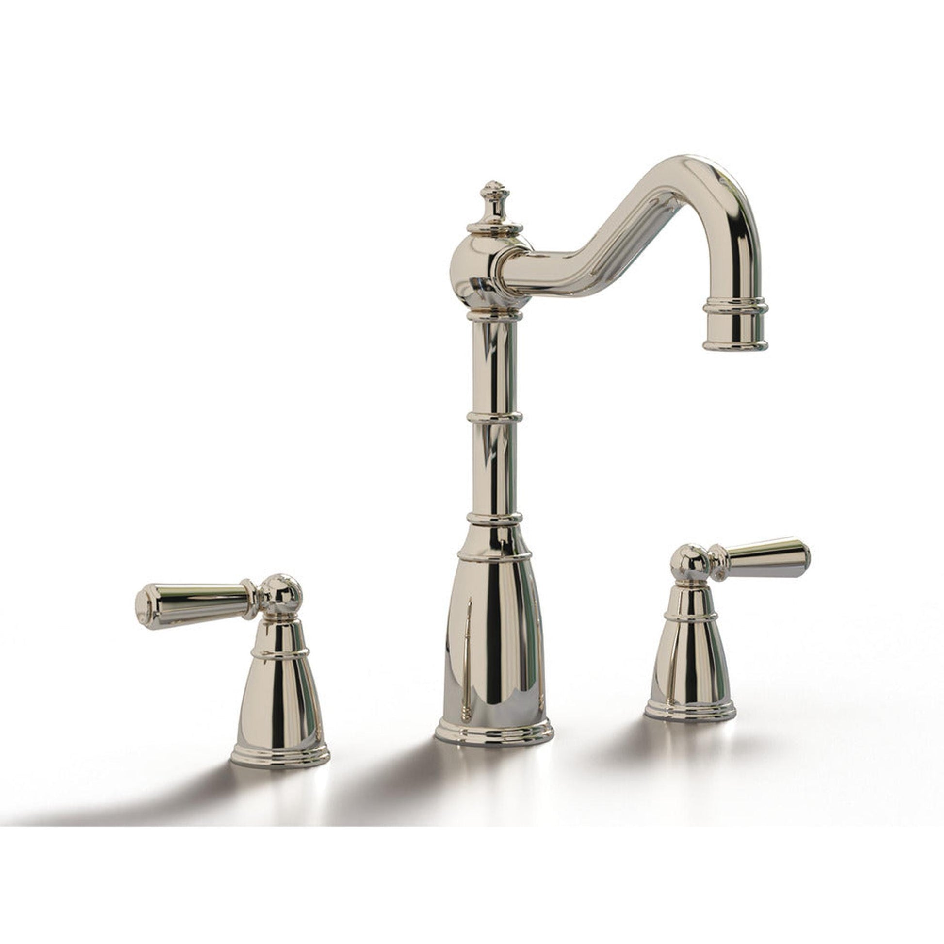 Bidbury & Co. Country Style Spout 3-Hole Mixer Tap With Metal Lever Handles Pewter 57866550
