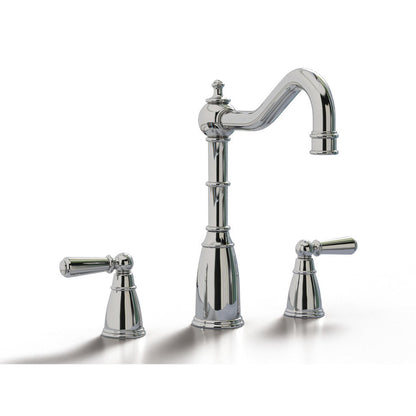 Bidbury & Co. Country Style Spout 3-Hole Mixer Tap With Metal Lever Handles Polished Chrome 57866250

