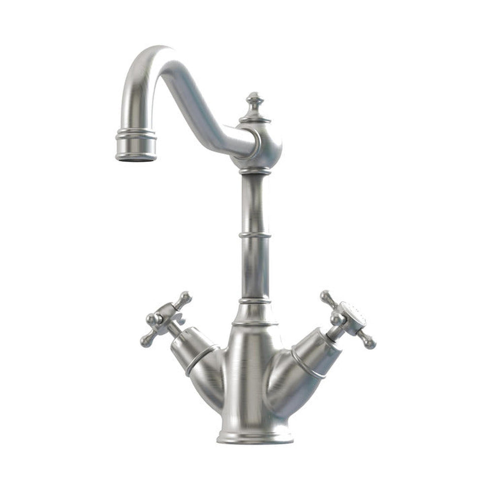 Bidbury & Co. Country Style Spout Crosshead Handles Mixer Tap With Dual Lever Pewter 57866540
