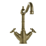 Bidbury & Co. Country Style Spout Crosshead Handles Mixer Tap with Dual Lever in Patinated Brass
