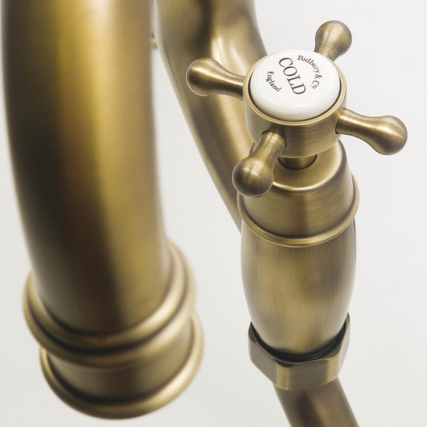 Bidbury & Co. Fairford Country Style Spout Traditional Bridge Tap With Crosshead Handles Patinated Brass 57866620 1