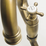 Bidbury & Co. Fairford Country Style Spout Traditional Bridge Tap With Crosshead Handles Patinated Brass 57866620 1