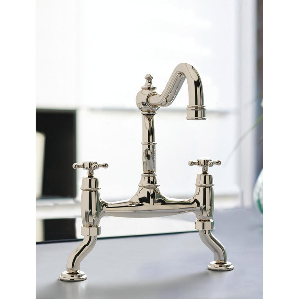 Bidbury & Co. Fairford Country Style Spout Traditional Bridge Tap With Crosshead Handles Polished Nickel 57866720 Lifestyle