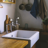 Bidbury & Co. Hanford Kitchen Taps with White Tipped Lever Handles & Classic Bibcock Design