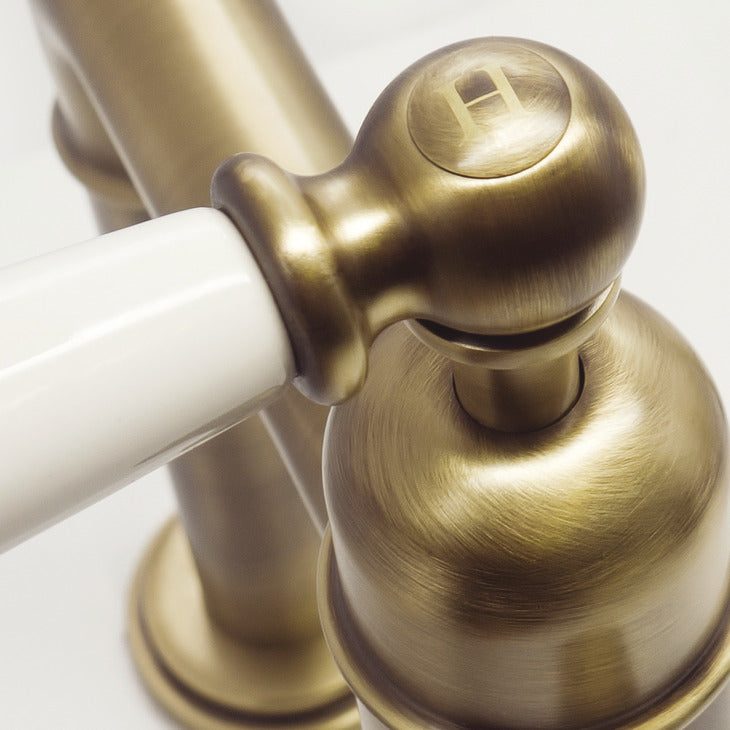 Bidbury & Co. Hanford Kitchen Taps with White Tipped Lever Handles & Classic Bibcock Design