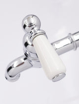 Bidbury & Co. Hanford Kitchen Taps with White Tipped Lever Handles & Classic Bibcock Design