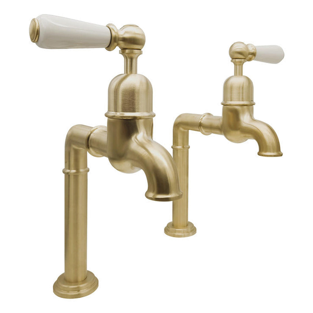 Bidbury & Co. Hanford Bibcock Taps With Porcelain Handles Old English Brass 57866810
