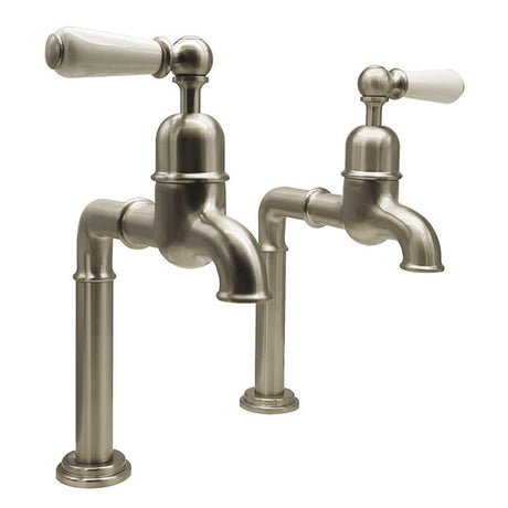 Bidbury & Co. Hanford Bibcock Taps With Porcelain Handles Pewter 57866510

