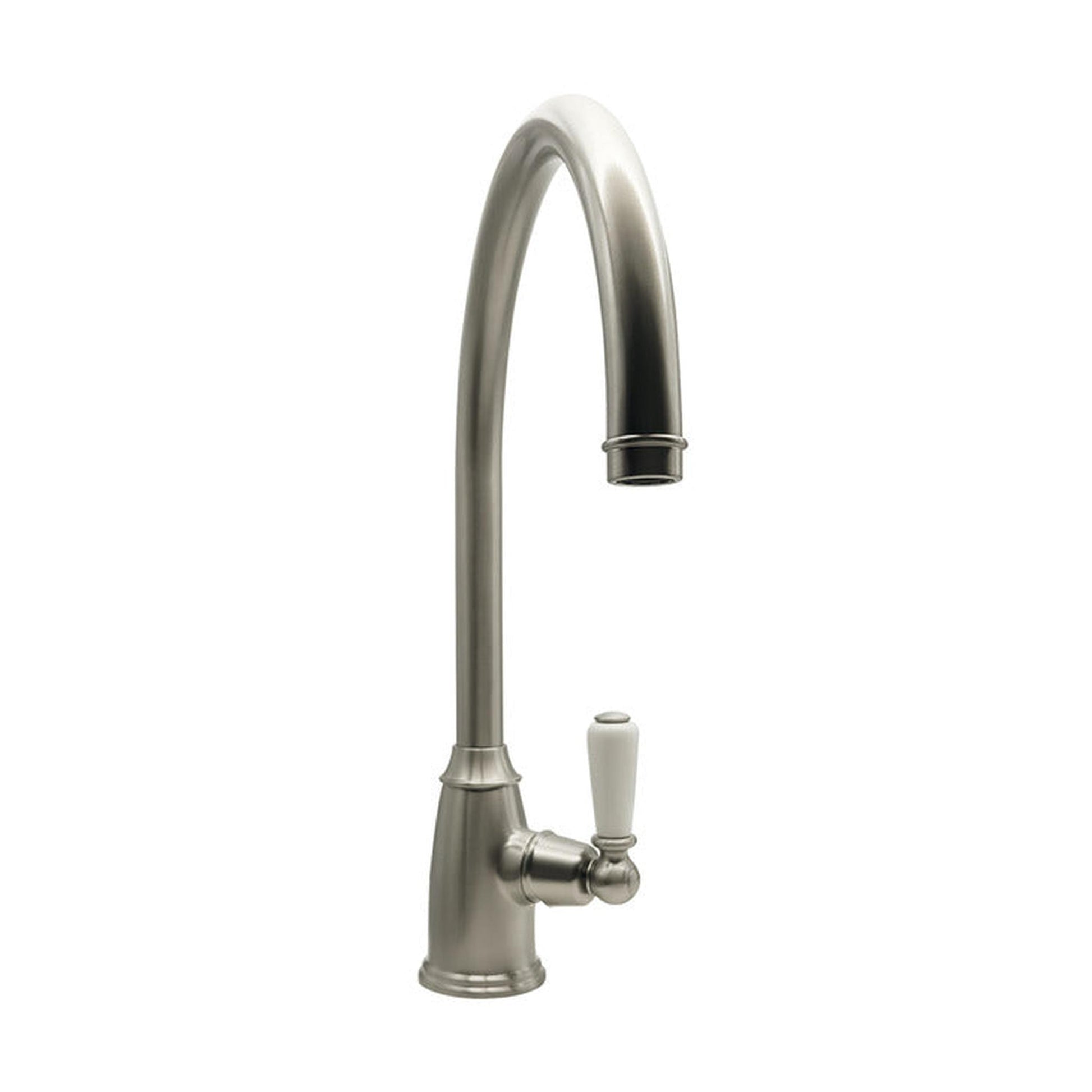 Bidbury & Co. Malvern C-Spout  Porcelain Handles Mixer Tap With Single Lever Pewter 57865520