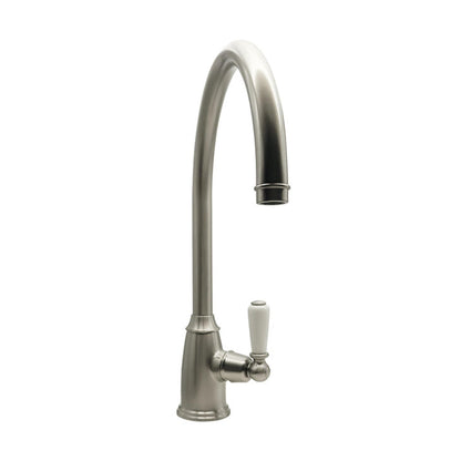 Bidbury & Co. Malvern C-Spout  Porcelain Handles Mixer Tap With Single Lever Pewter 57865520
